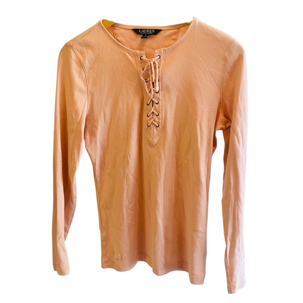 Lauren Ralph Lauren Pale Peach Cotton Rope Lace Up Nautical
